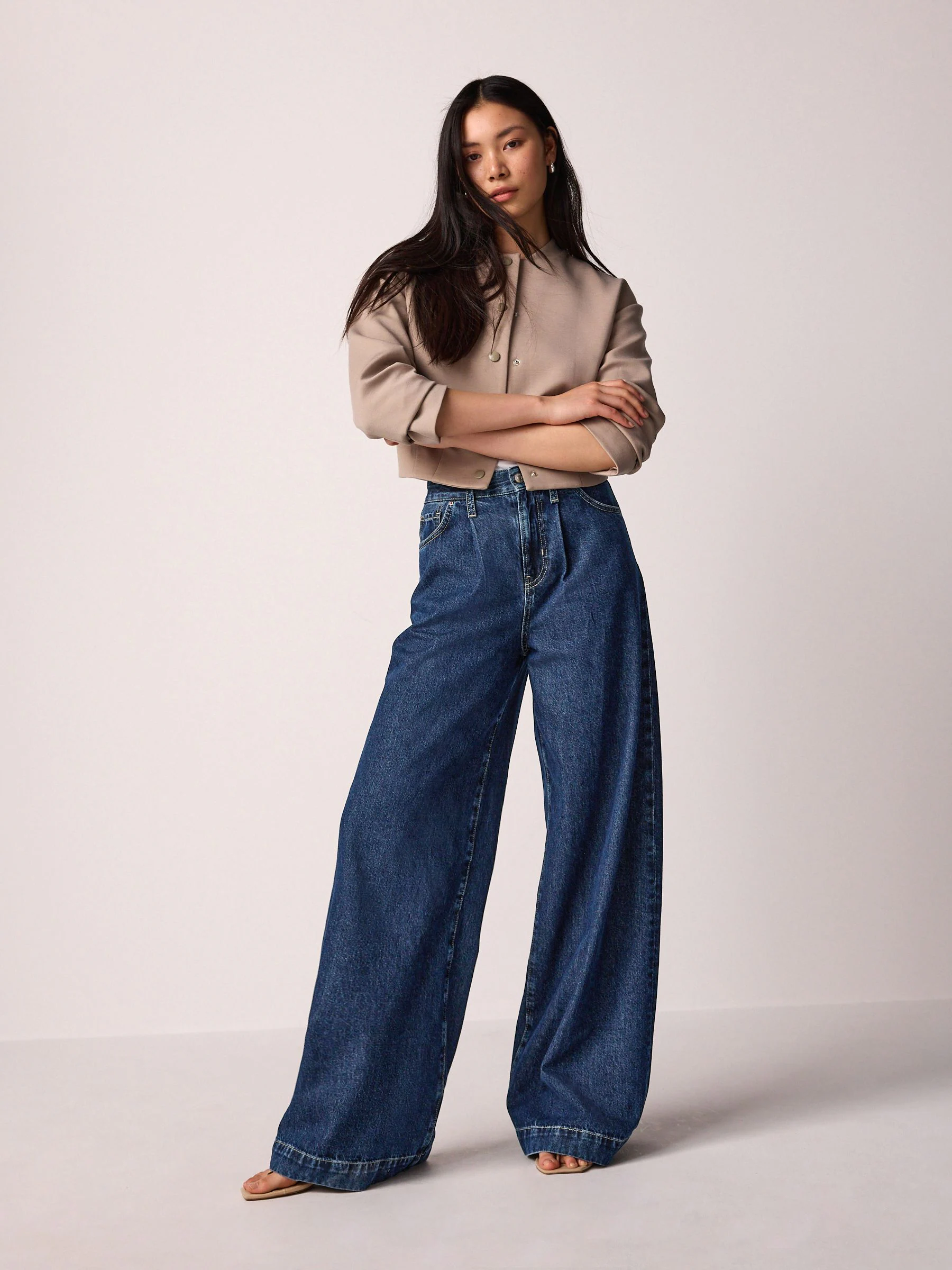 Rinse wash - Palazzo-jeans met wijde pijpen van 100% katoen