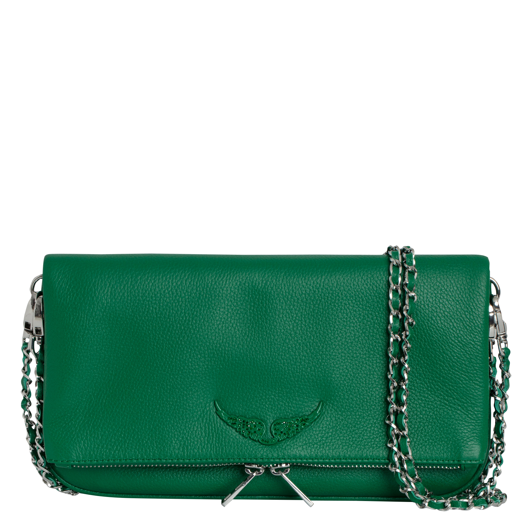 ROCK - Pochette en cuir chaînes en métal | Vert