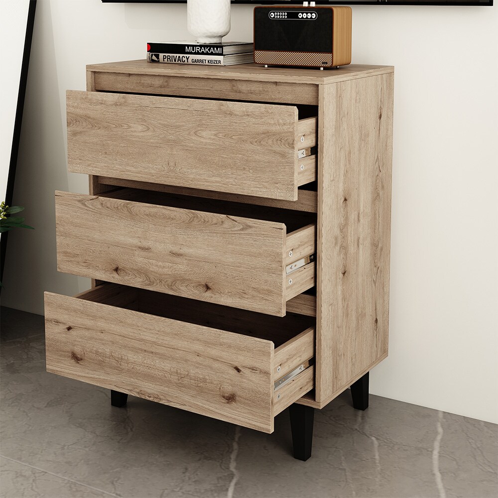 Vicco Sideboard Bahia Eiche 70 x 92 cm mit 3 Schubladen