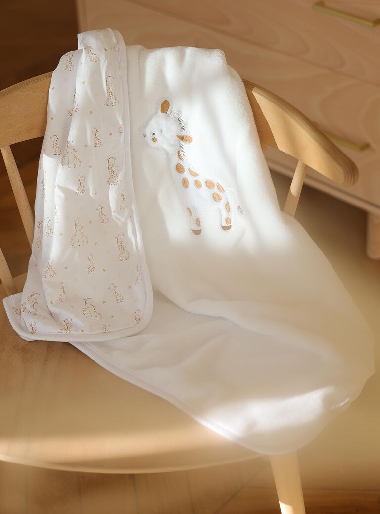 Couverture de naissance rose clair Girafe