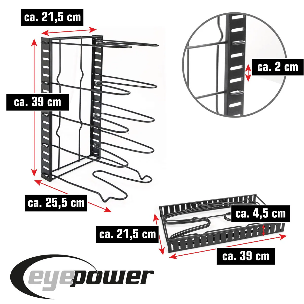 Pfannen Regal 4 Ablagen - 38x21x25 Deckel Organizer Küche Zubehör Topf Organizer