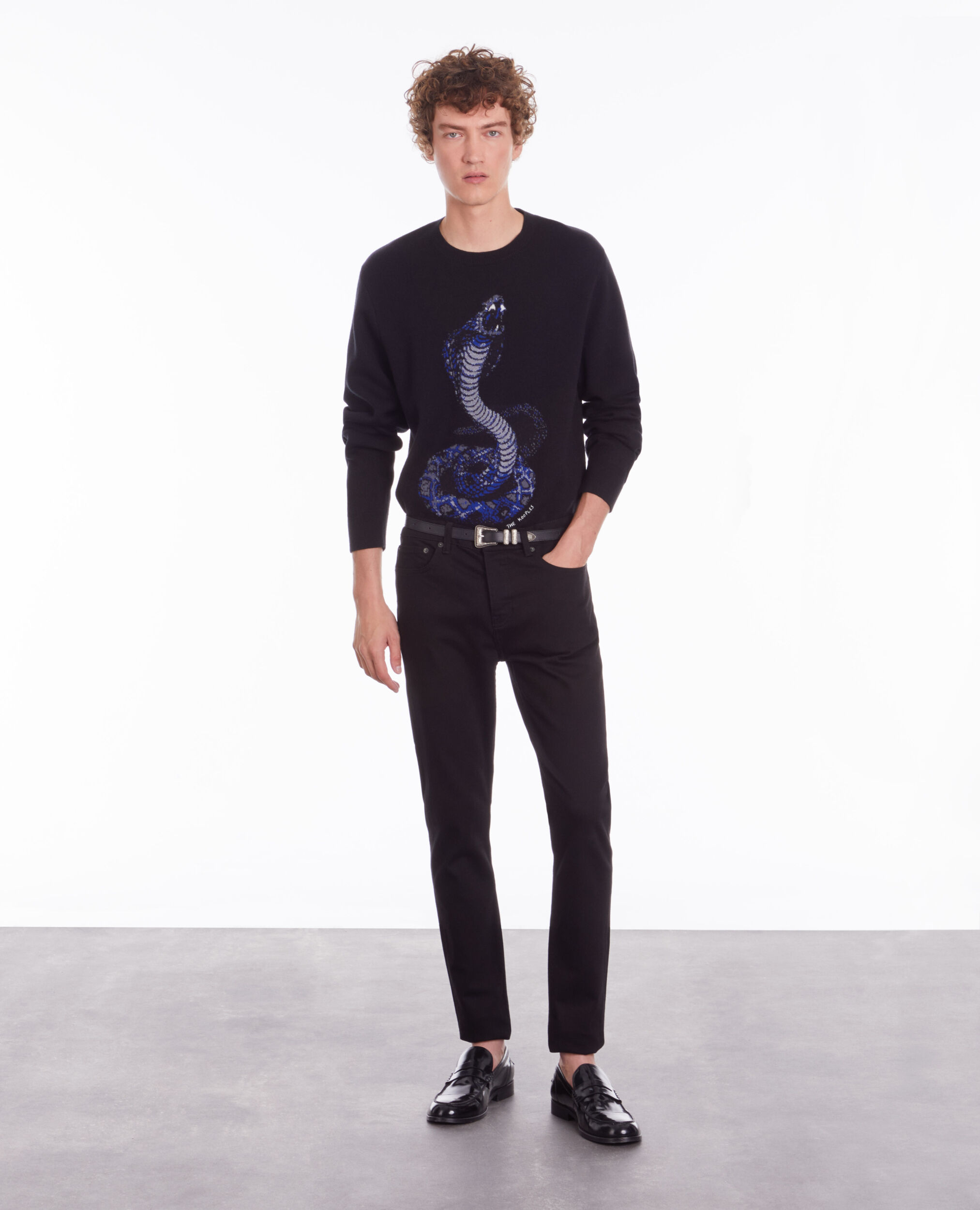 Pull noir cobra en laine mélangée