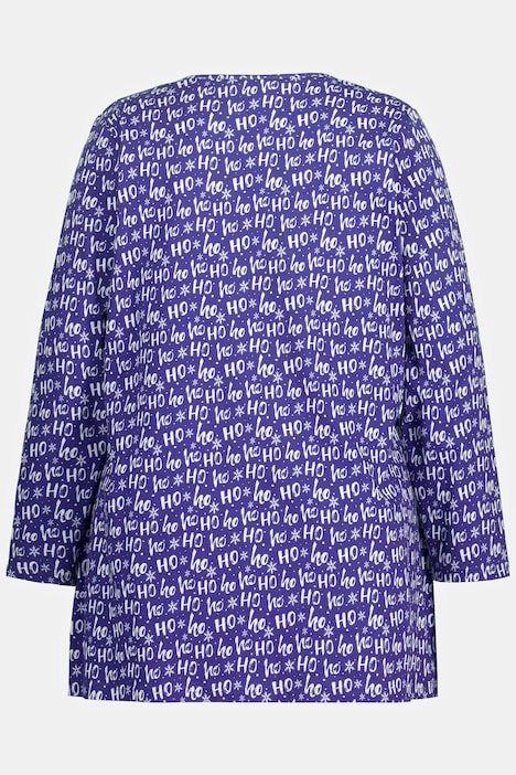 Longshirt, Weihnachts Muster, V-Ausschnitt, Langarm