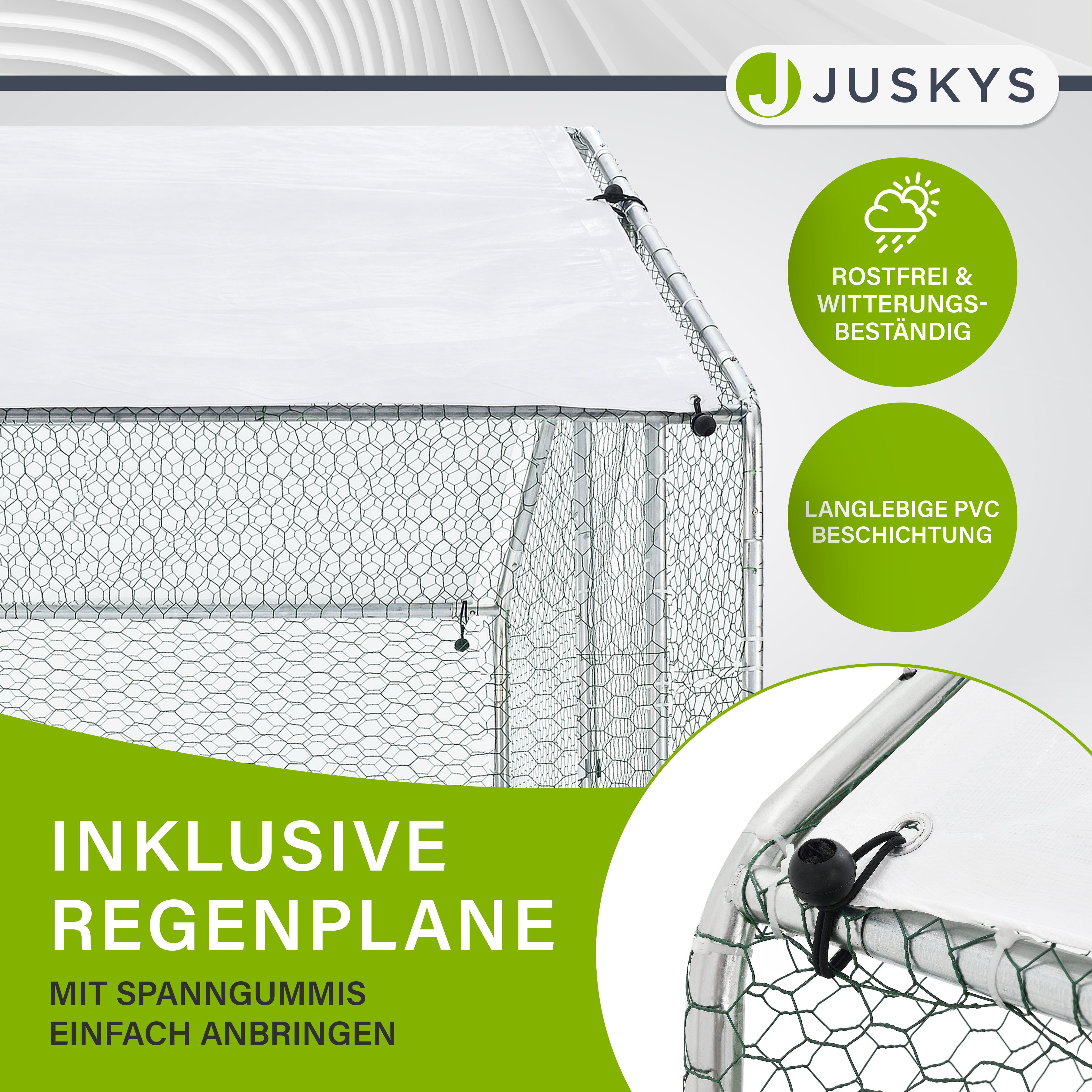 Juskys Freilaufgehege 2x2x2m aus Metall - Freigehege begehbar mit 4 m² Lauffläche, Tür & Riegel