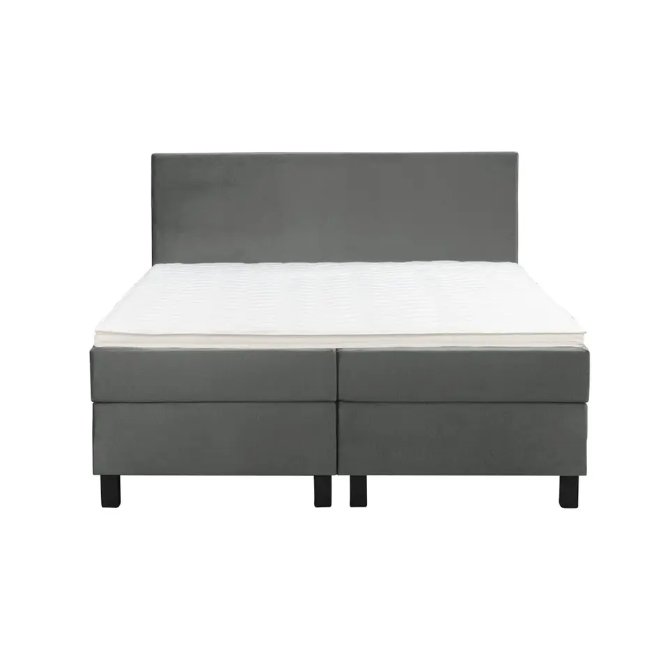 Boxspring Liv egaal - grijs - 160x200 cm - vierkante poot