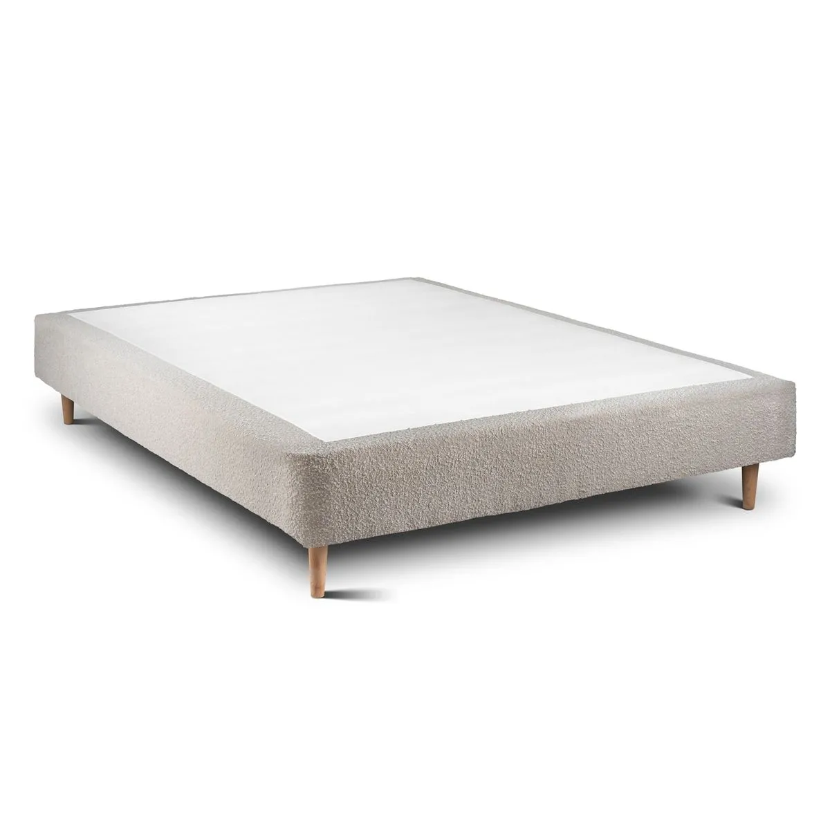 Lit Sommeil de plomb 135x190cm - Tête tapissier Bouclette Beige