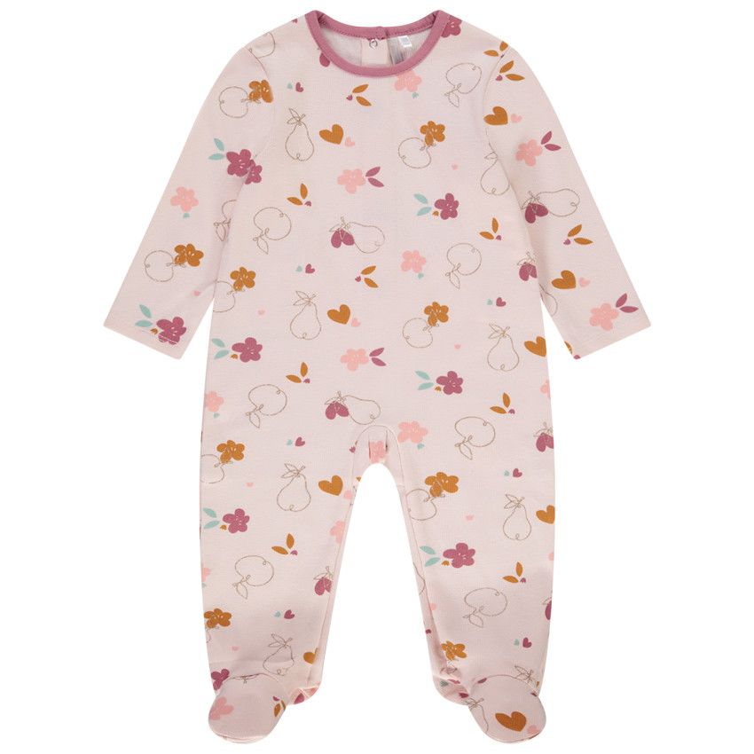 Dors-bien en jersey imprimé fruits pour bébé fille - Rose
