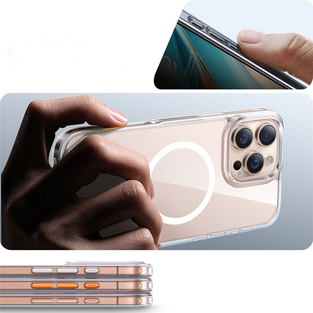 iPhone 16 Pro Max Diamond MagSafe Hülle TPU Bumper Acryl Rückseite - Transparent