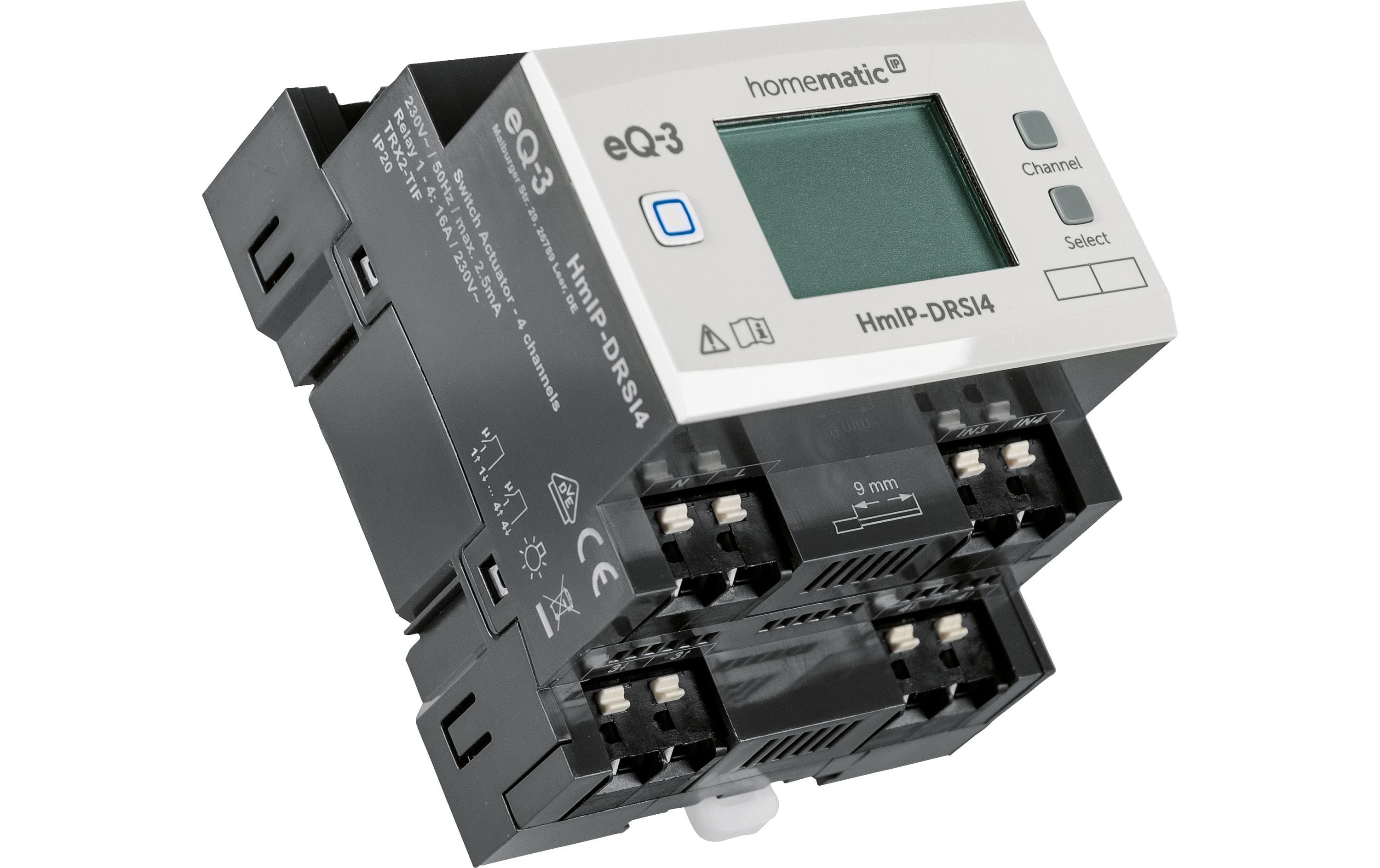 Smart Home Funk-Schaltaktor für Hutschienenmontage 4-fach<br>DIN-Rail Funk-Schaltaktor 4-fach – HmIP-DRSI4
