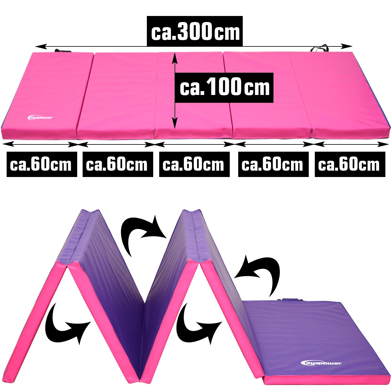 300x100 Klappbare Gymnastikmatte - 5cm dicke Turnmatte Kinder - Weichbodenmatte