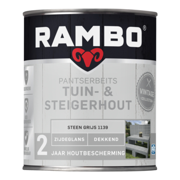Rambo Pantserbeits Vintage tuin- en steigerhout zijdeglans dekkend steen grijs 750 ml