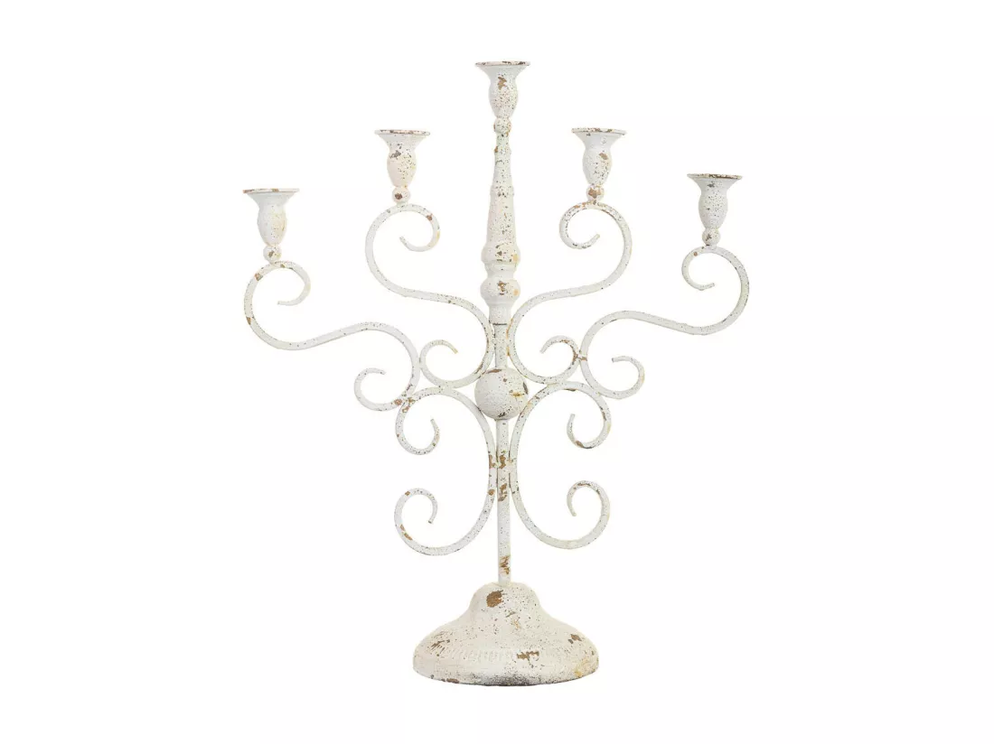 Candélabre en métal pour 5 bougies, finition vieillie, 42x16x49,5h cm