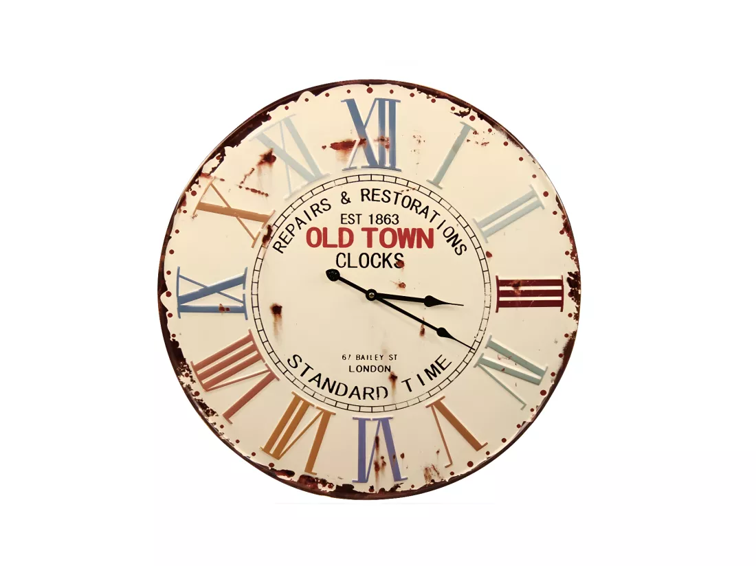 Horloge ancienne old town clocks Métal Blanc - Décoration d'Autrefois