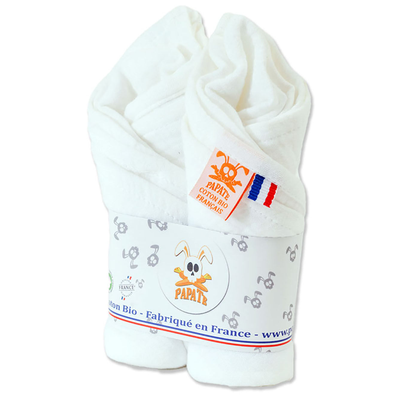 Papate Lange en Coton Bio blanc - 50x50 cm