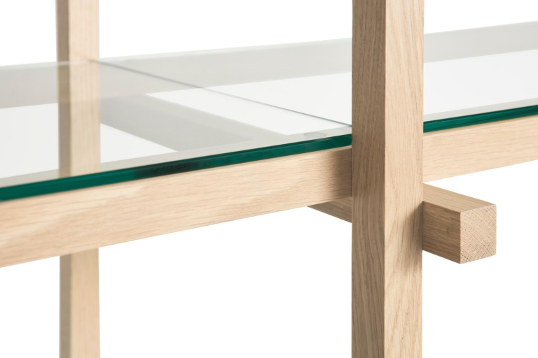 Hay Woody Low stellingkast eikenhouten frame, Almond White