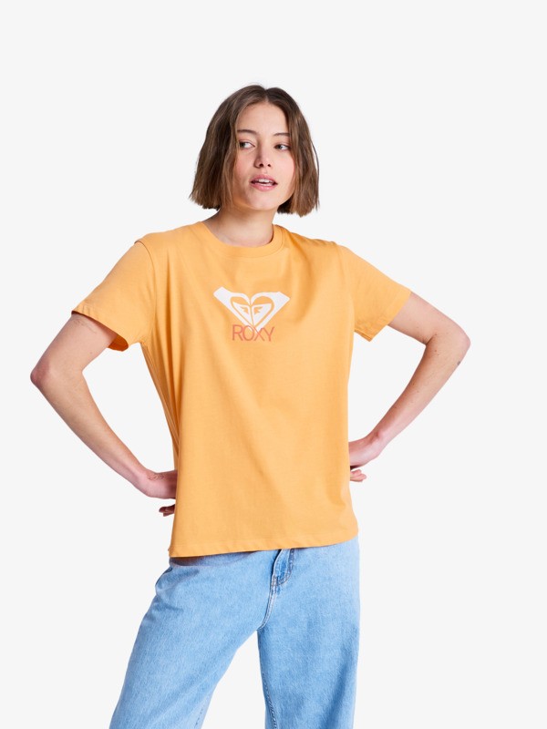 Ocean Road Art T-shirt à manches courtes Orange Femme