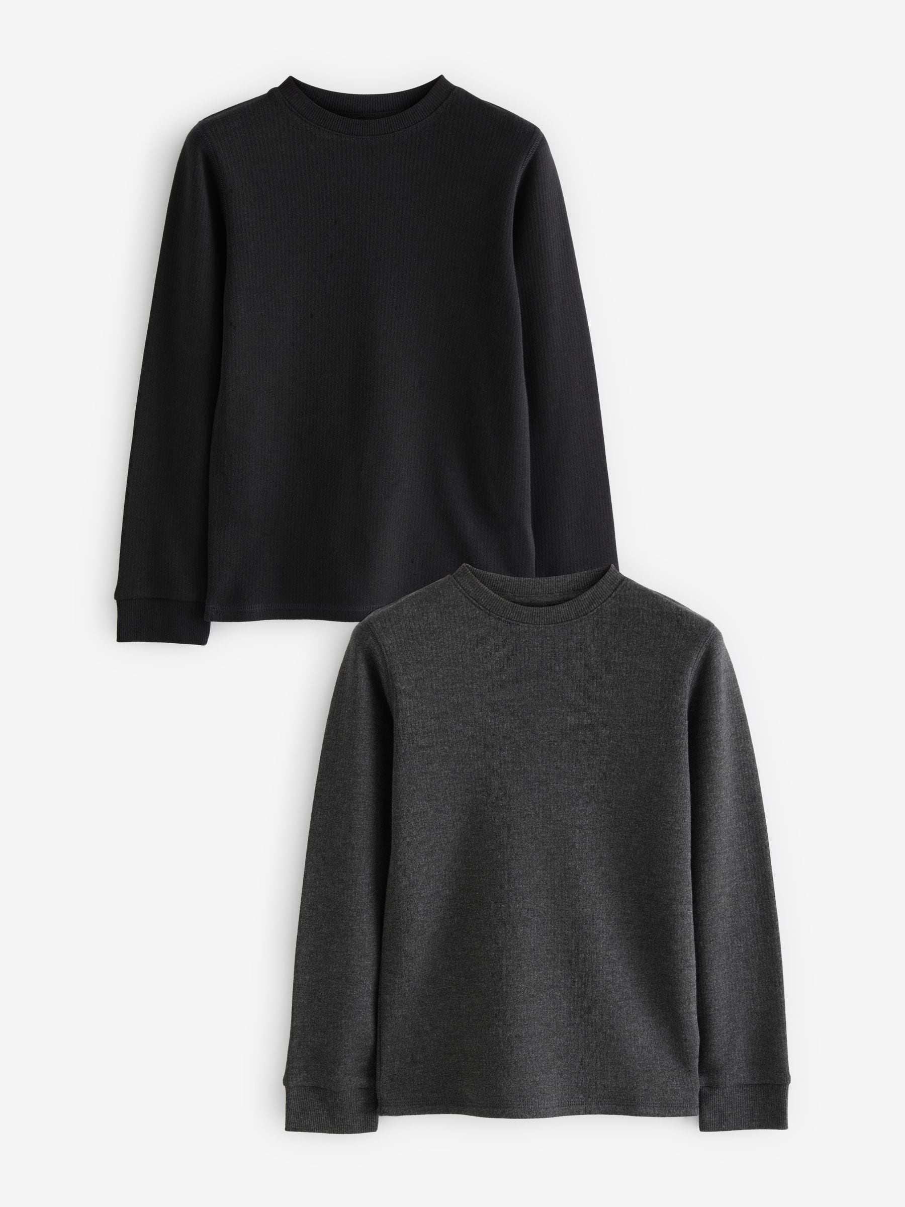 Zwart/antraciet - 2 -pack thermische tops met lange mouwen (2-16jr)