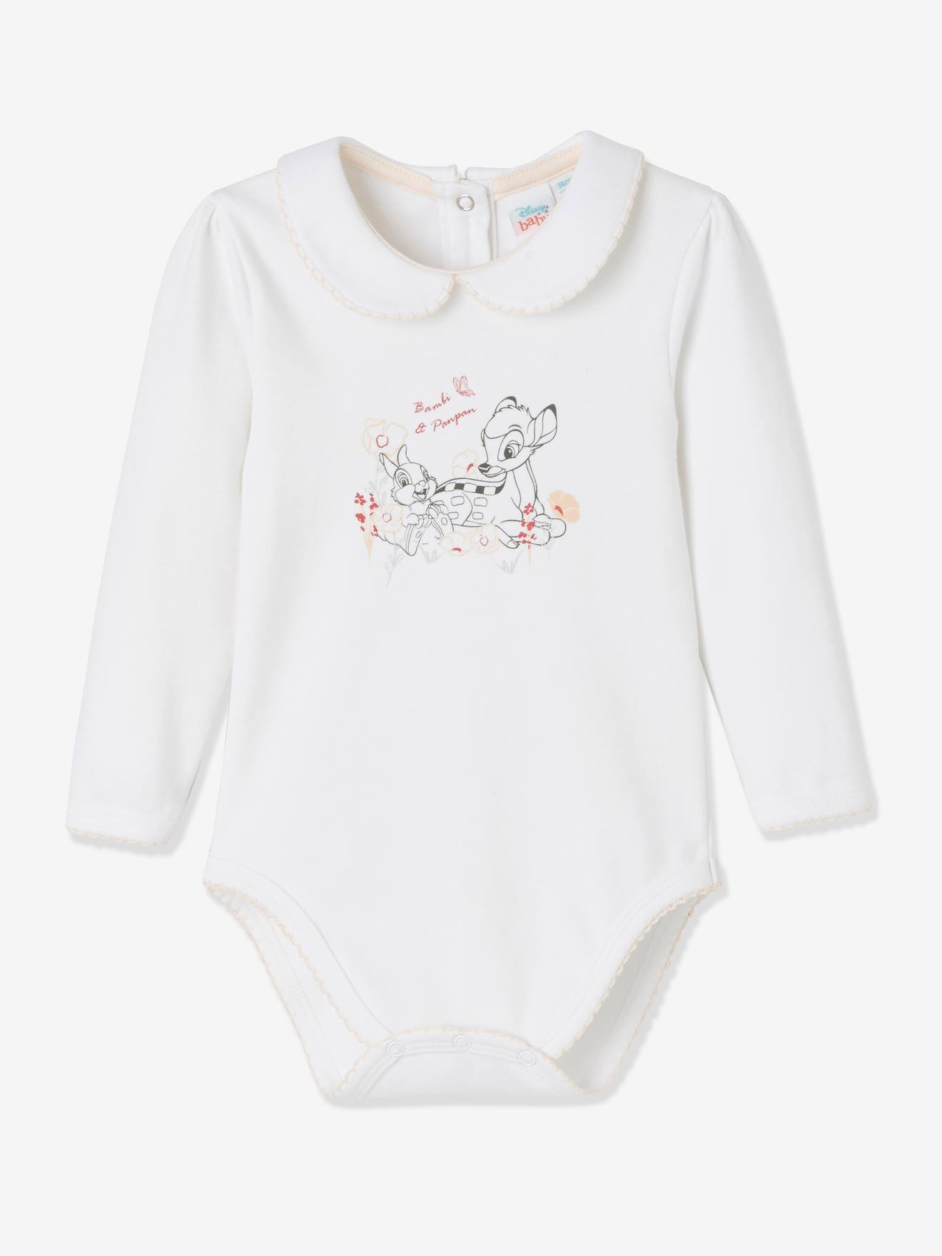 Pacote com 2 bodies DS Bambi® para bebês, manga longa, rosa claro liso.