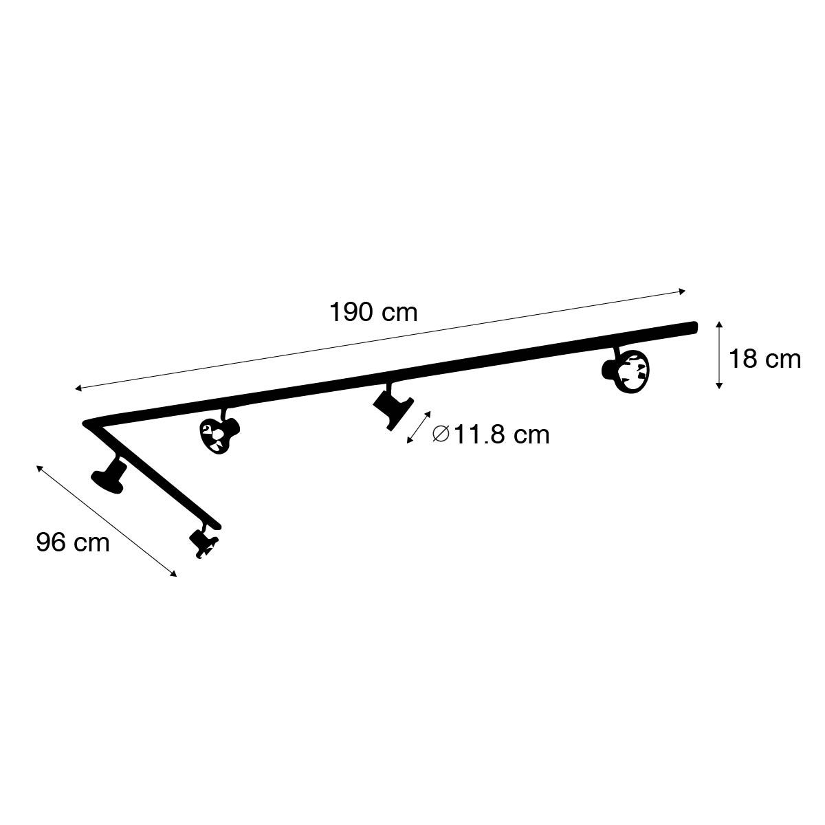 Modern railsysteem met 5 spots zwart 1-fase 300 cm - Iconic Jeany