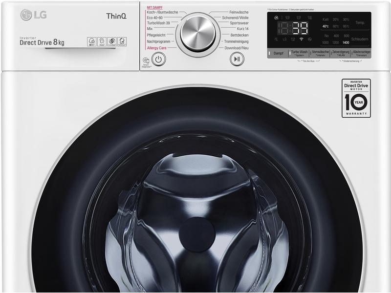LG Waschmaschine F4WV708P1E Links Frontloader mit 8 kg Ladekapazität