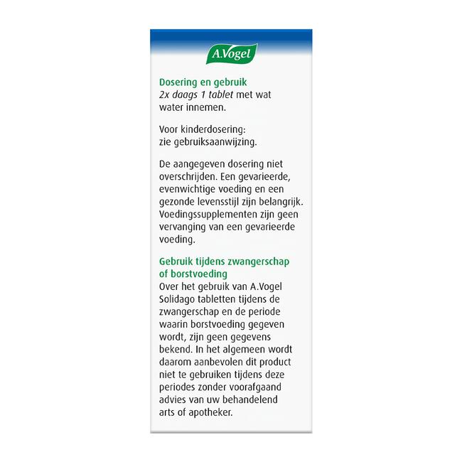 A.Vogel Solidago voor een Goede Vochthuishouding1,2* Tabletten 60 stuks