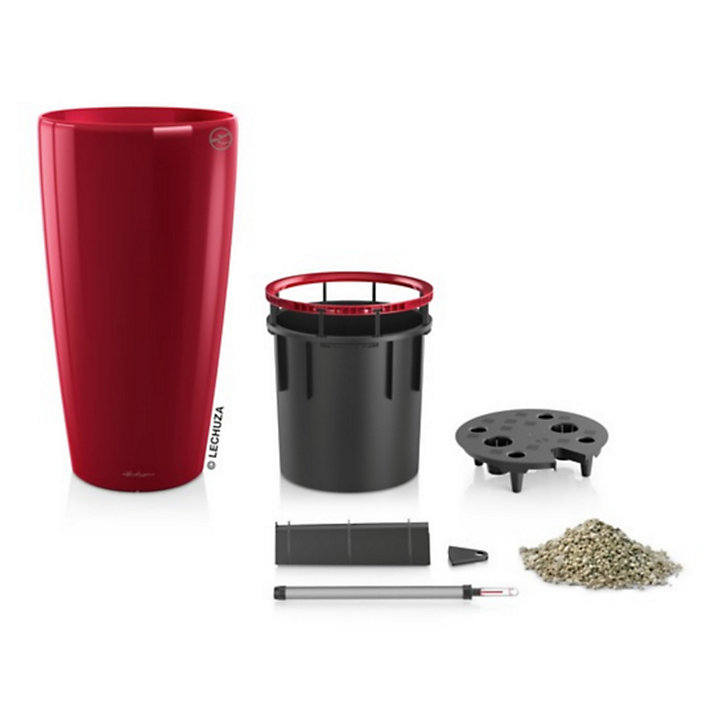 Pot rond Lechuza Premium rouge scarlet brillant Ø32 x h.56 cm
