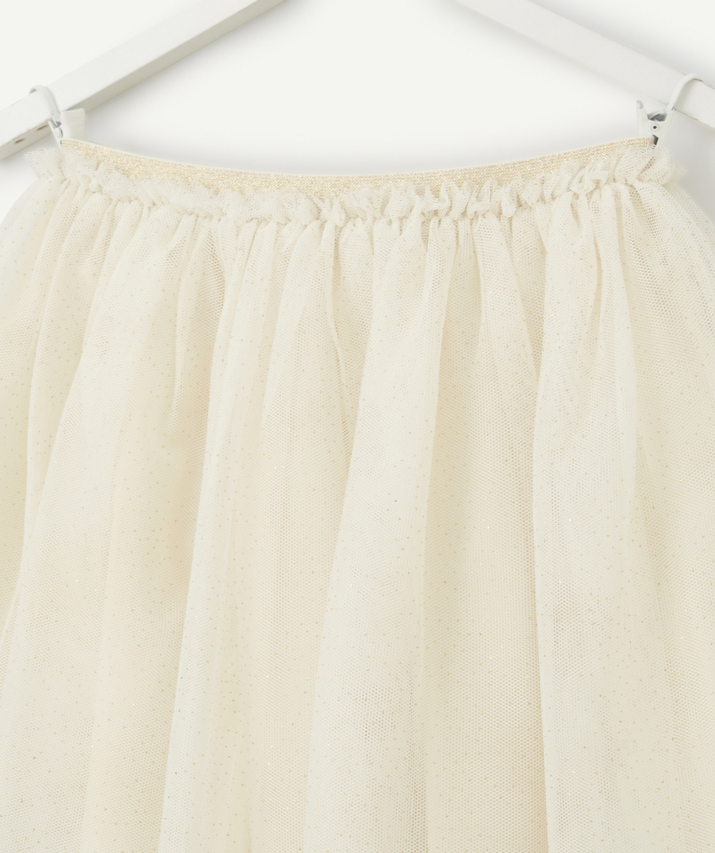 JUPE COURTE ET TOUNANTE EN TULLE AVEC POIS COULEUR DORÉE BÉBÉ FILLE