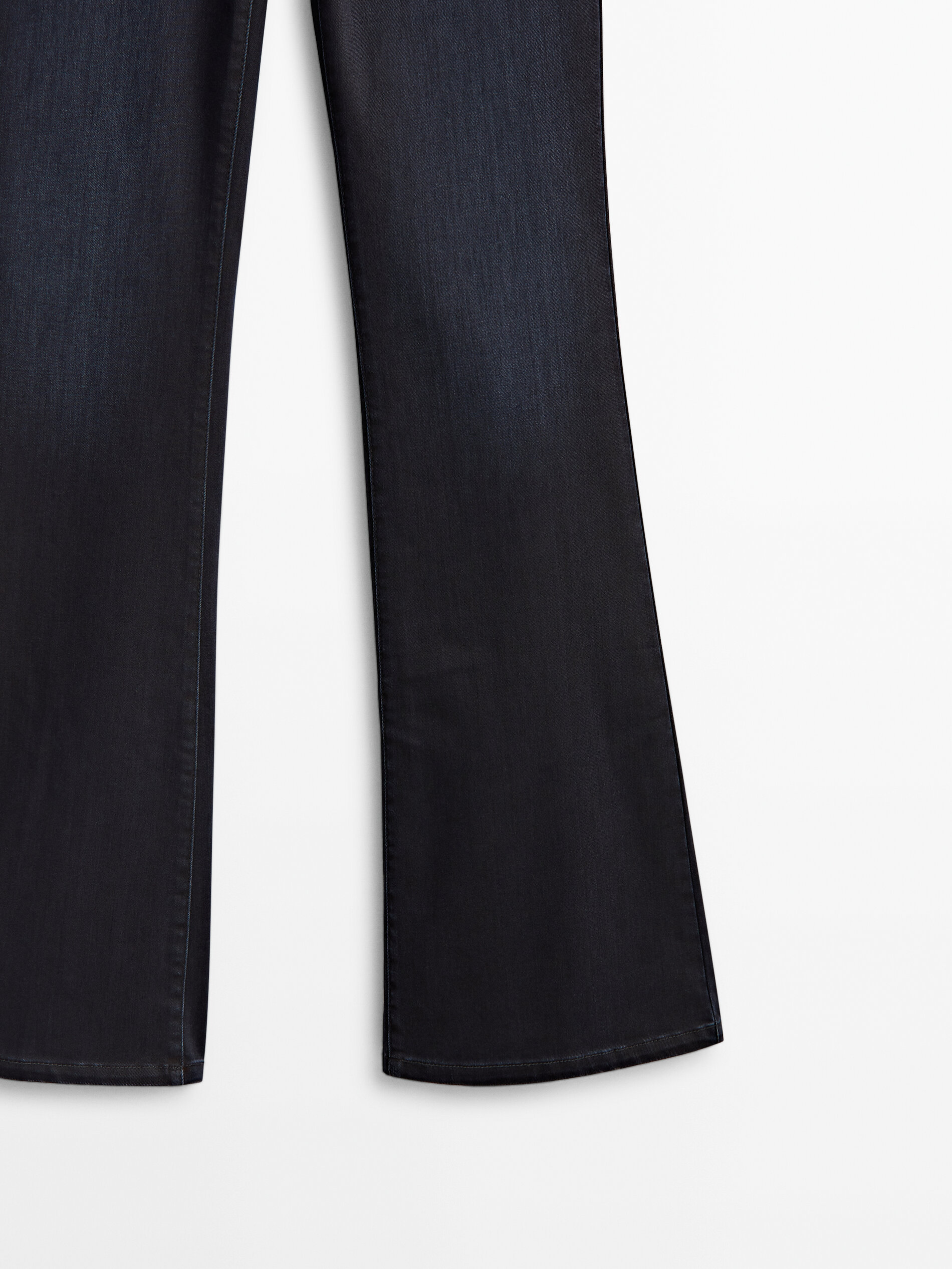Calça vaquero tiro alto skinny flare - Azul oscuro