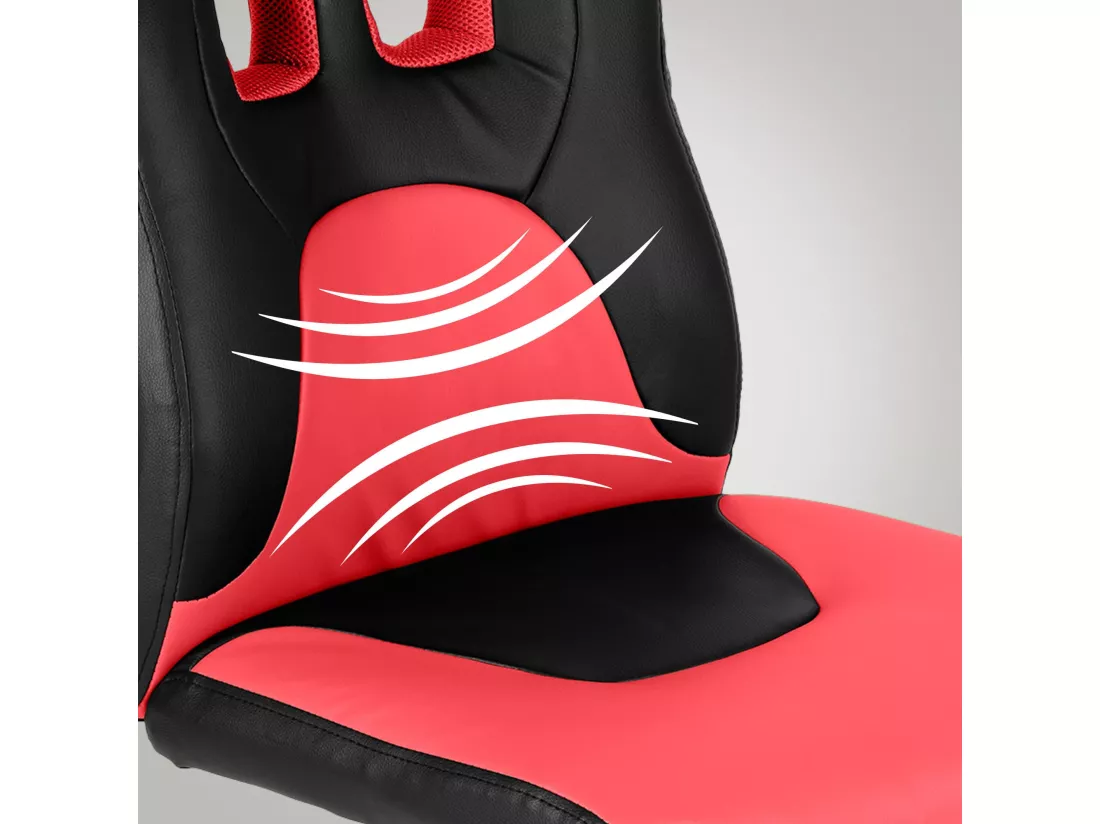 Fauteuil de bureau - Similicuir & Plastique - Noir / Rouge - Fun