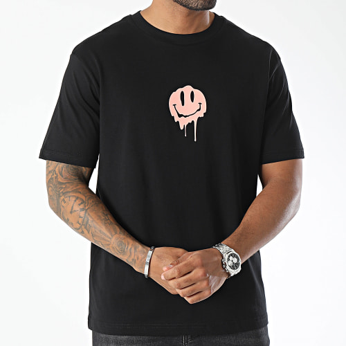 Tee Shirt Oversize Large Dripping Smiles Noir Rose