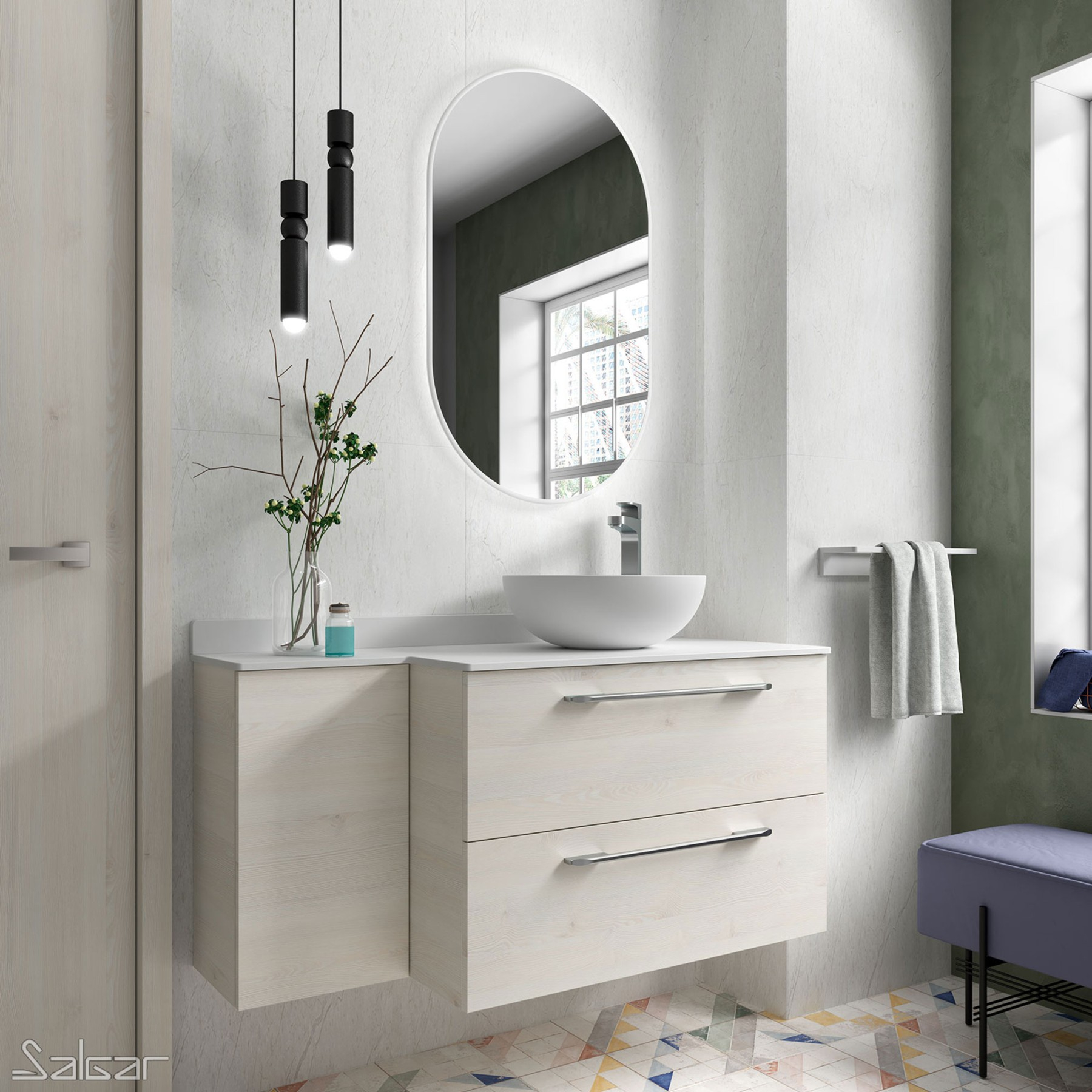 Muebles Ola spiegel met LED-verlichting 92x52cm