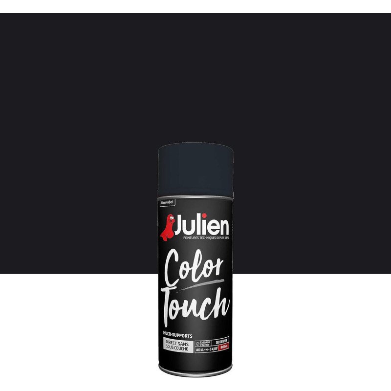 Peinture brillante multi-supports Color Touch Julien - Aérosol de 400 ml, noir RAL9005