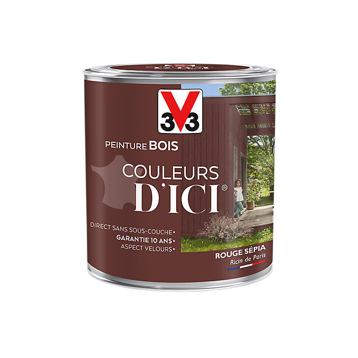 Peinture extérieure bois Couleurs d'ici rouge sépia Velours V33 0,5L