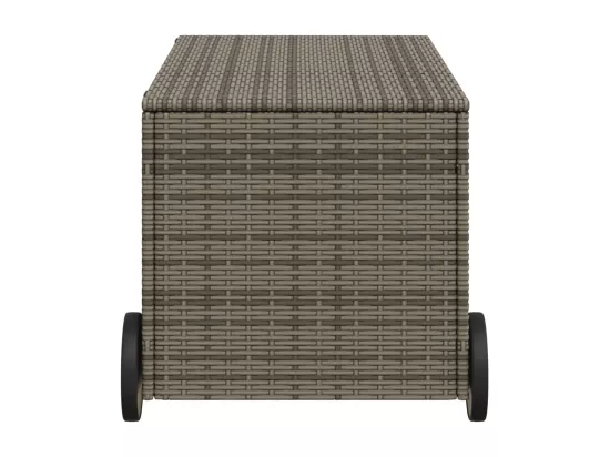 Boîte de rangement de jardin et roues gris 190L résine tressée
