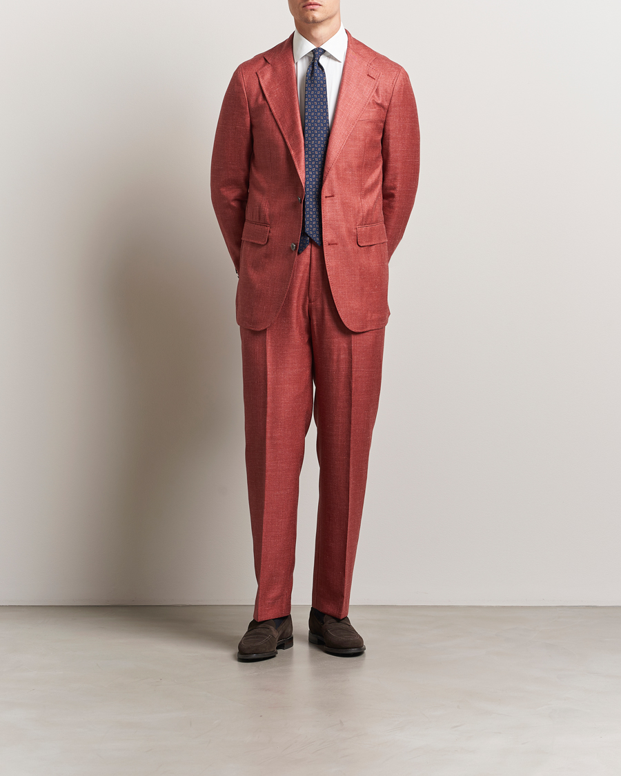 Oscar Jacobson Del S Wool/Silk/Linen Trousers Red