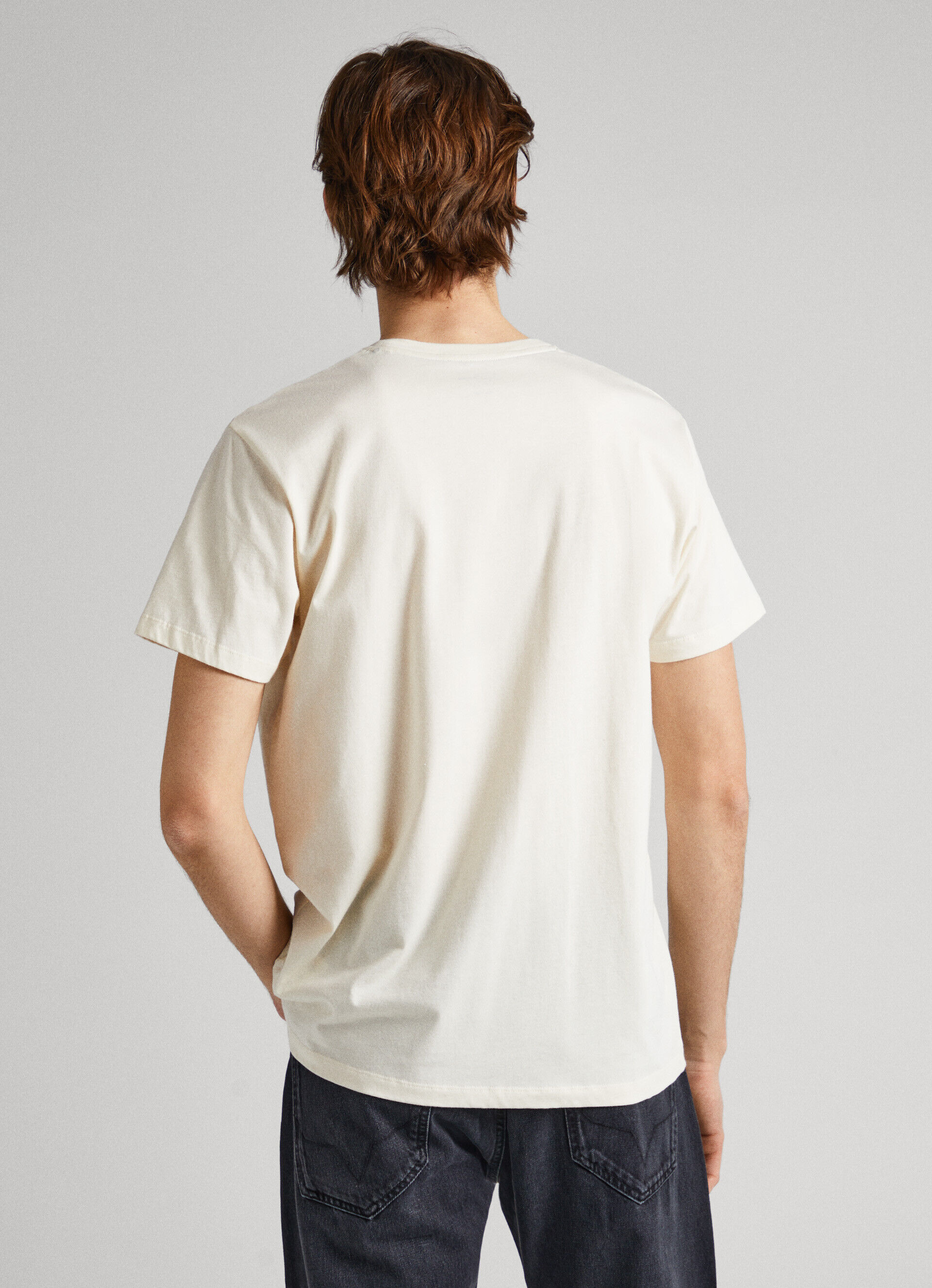 Camiseta de algodão com logotipo estampado - branco marfim