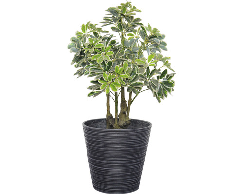 Lafiora geribbelde plantenbak, kunststeen, Ø 40 cm, H 38 cm, antraciet