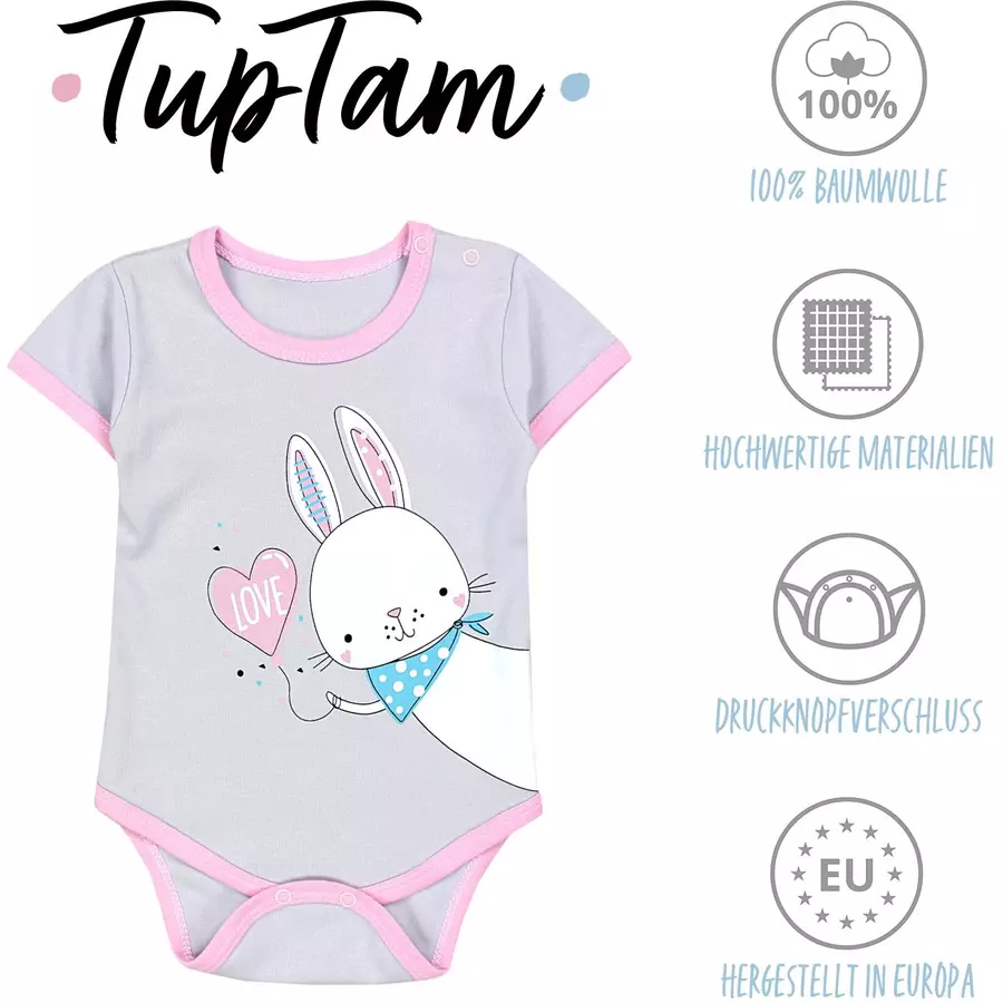 TupTam Mädchen Baby Body Kurzarm 5er Pack rosanatur
