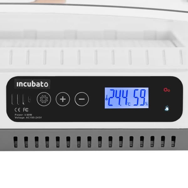 Automatisk klekkerugemaskin for 35 egg med et luftfuktingssystem og et 80 W ovoskop