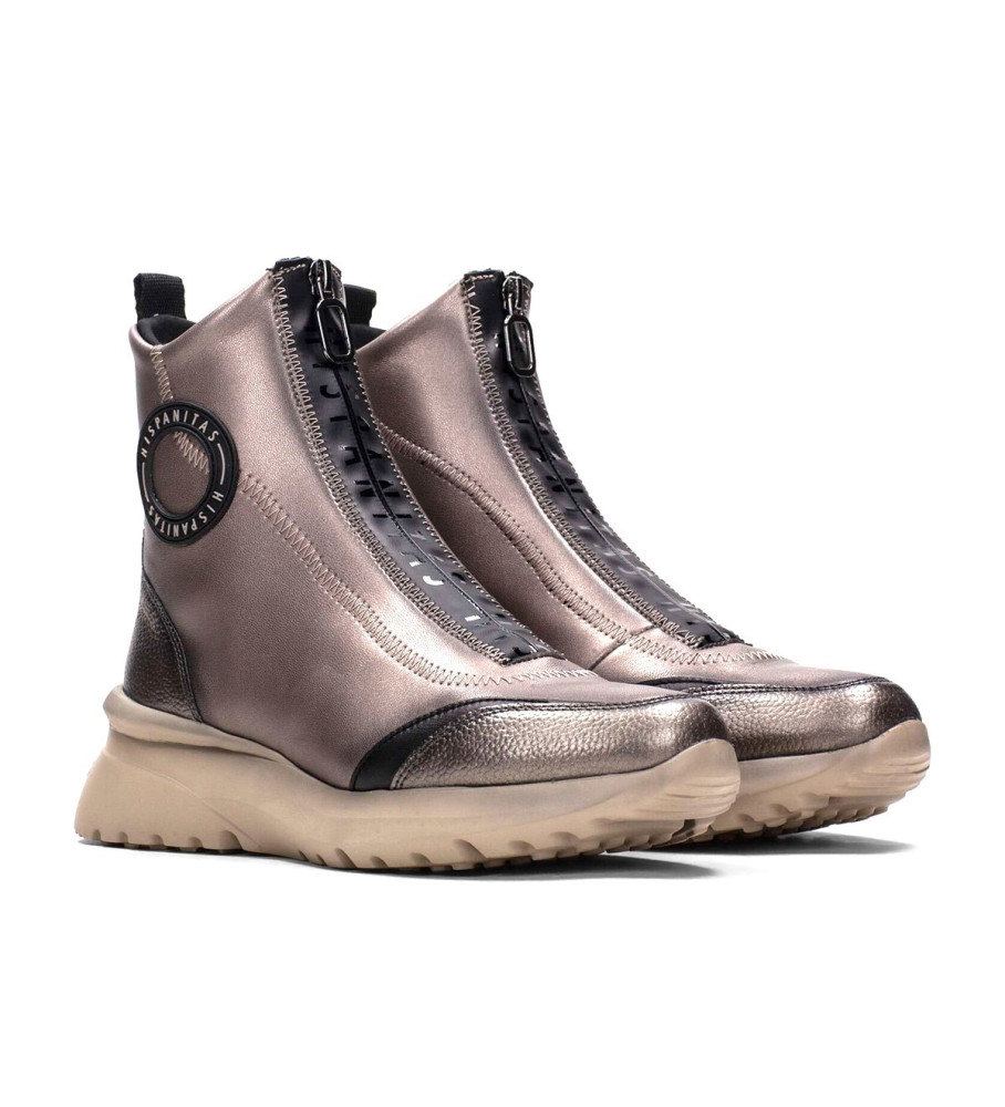 Tênis Hispanitas Sport Polynesia em couro bronze - Salto plataforma de 5 cm -