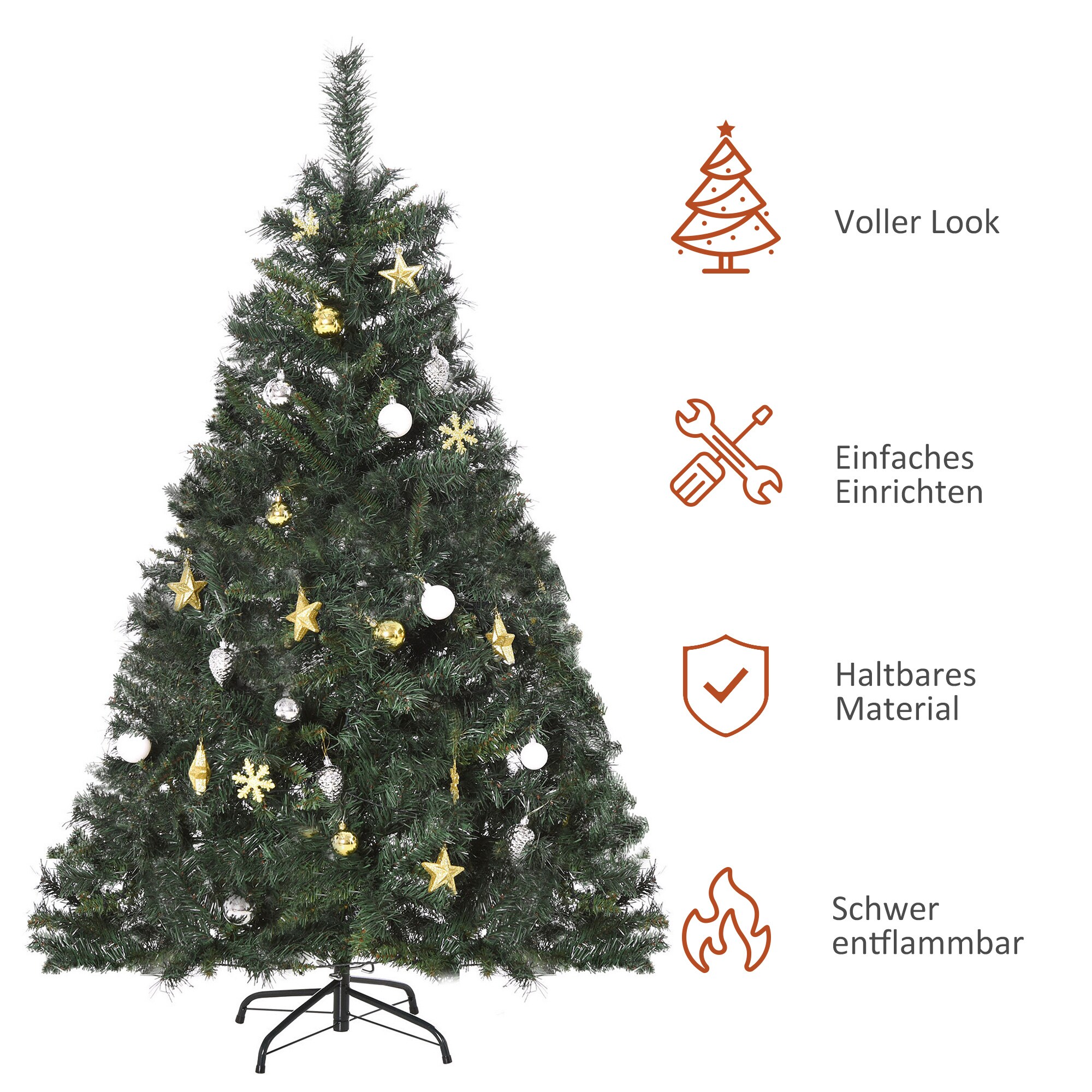 HOMCOM Künstlicher Weihnachtsbaum mit 120 LEDs grün 95 x 150 cm (ØxH)