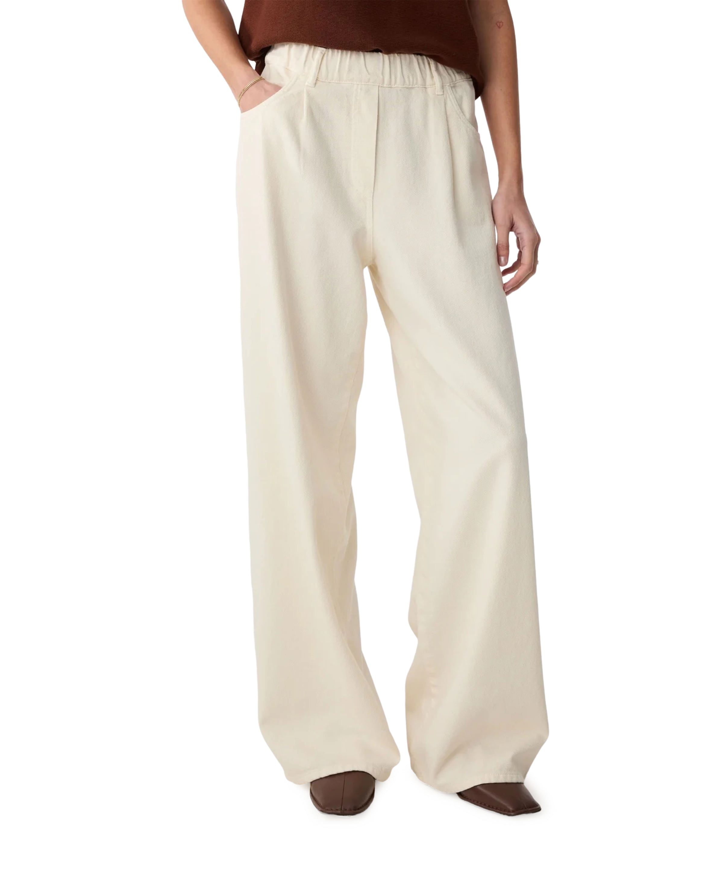 Knit-ted Twiggy dames broek ecru
