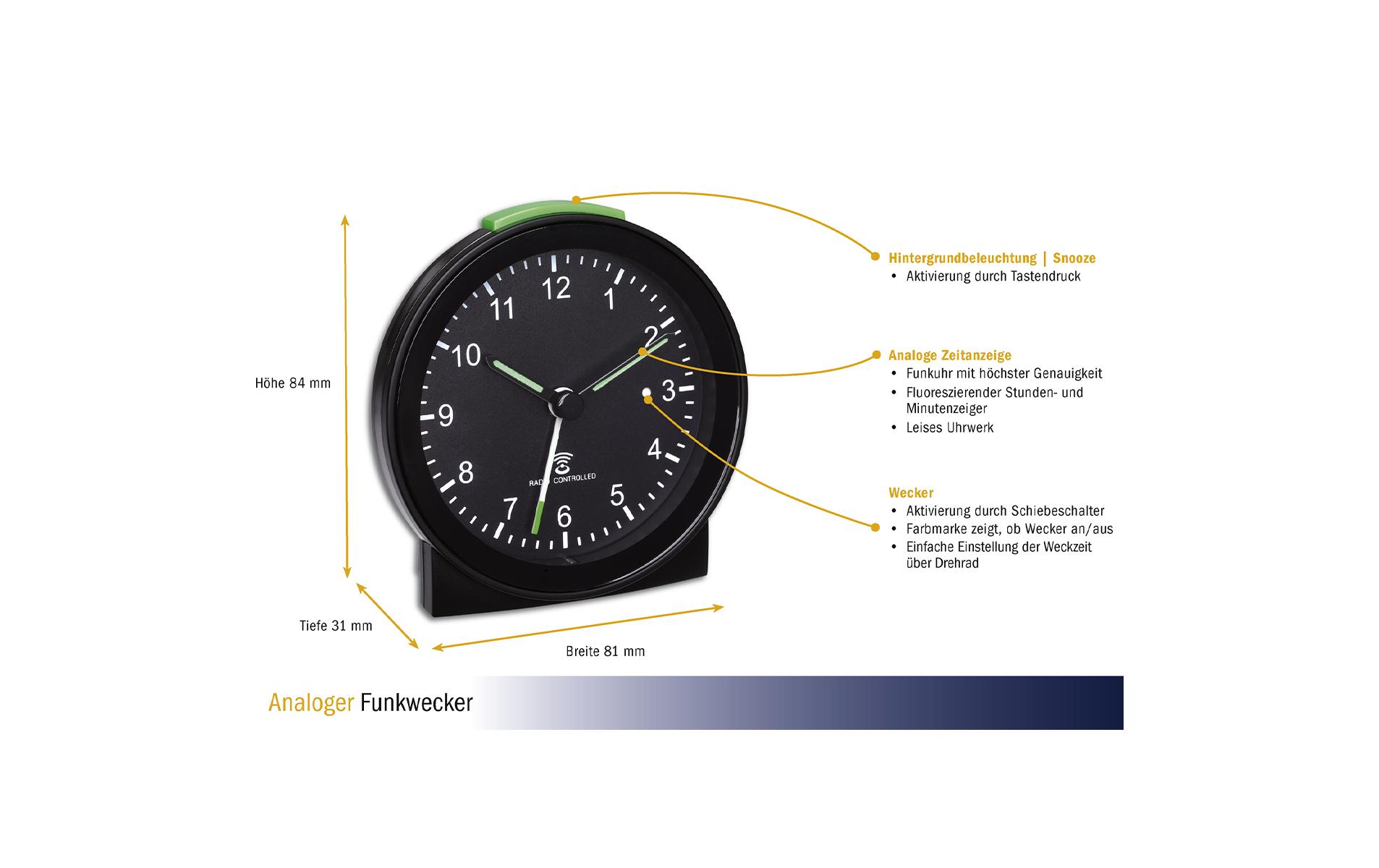 Funkwecker SchwarzAnaloger Funk-Wecker