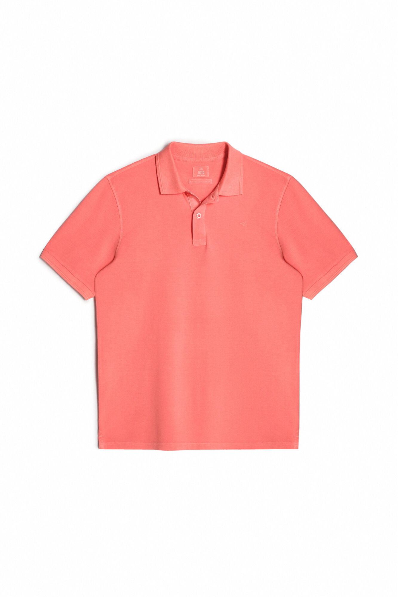 Camisa polo em piqué lavado com bordado de avião - Coral