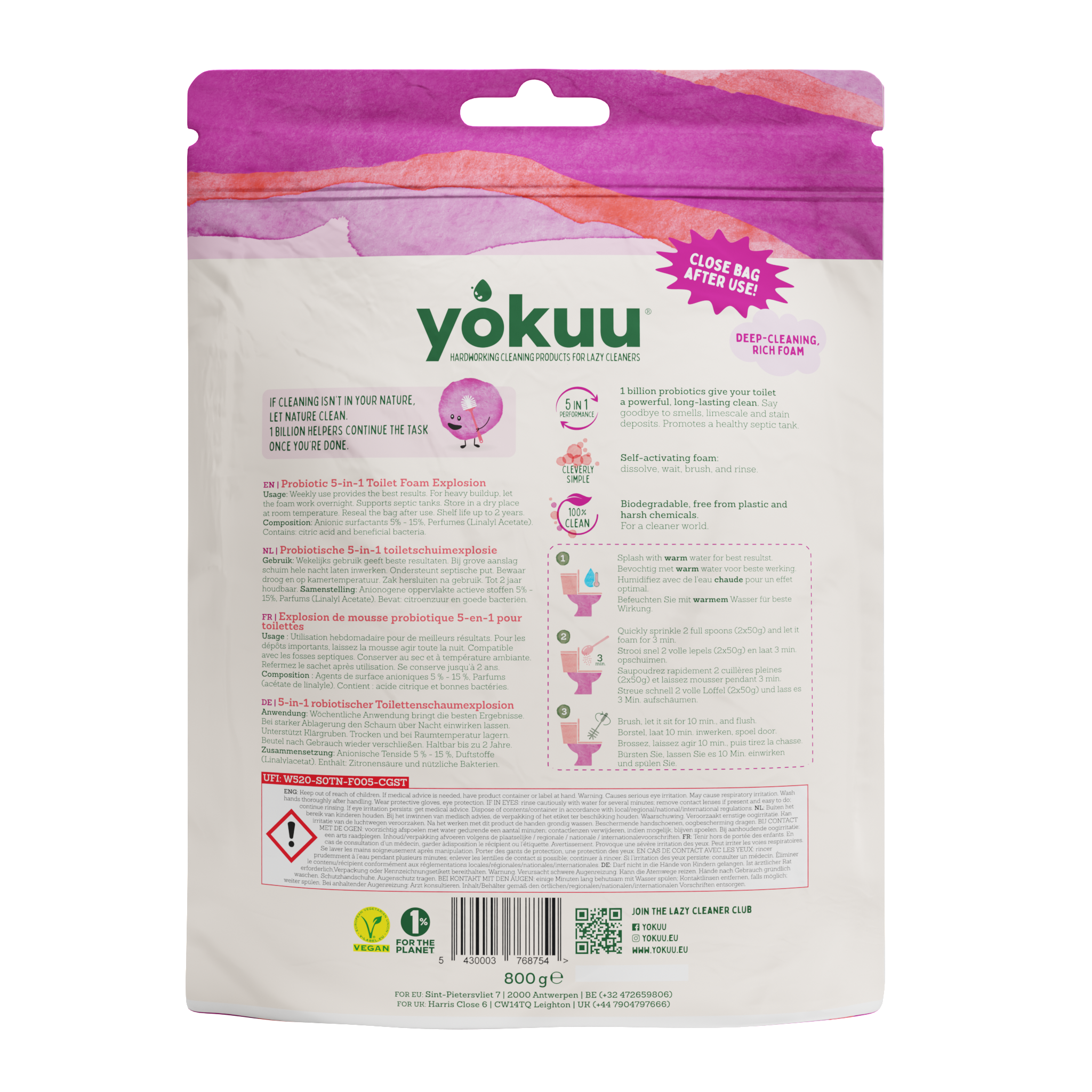 Yokuu Probiotische 5-in-1 Toiletschuimexplosie (800 gr)