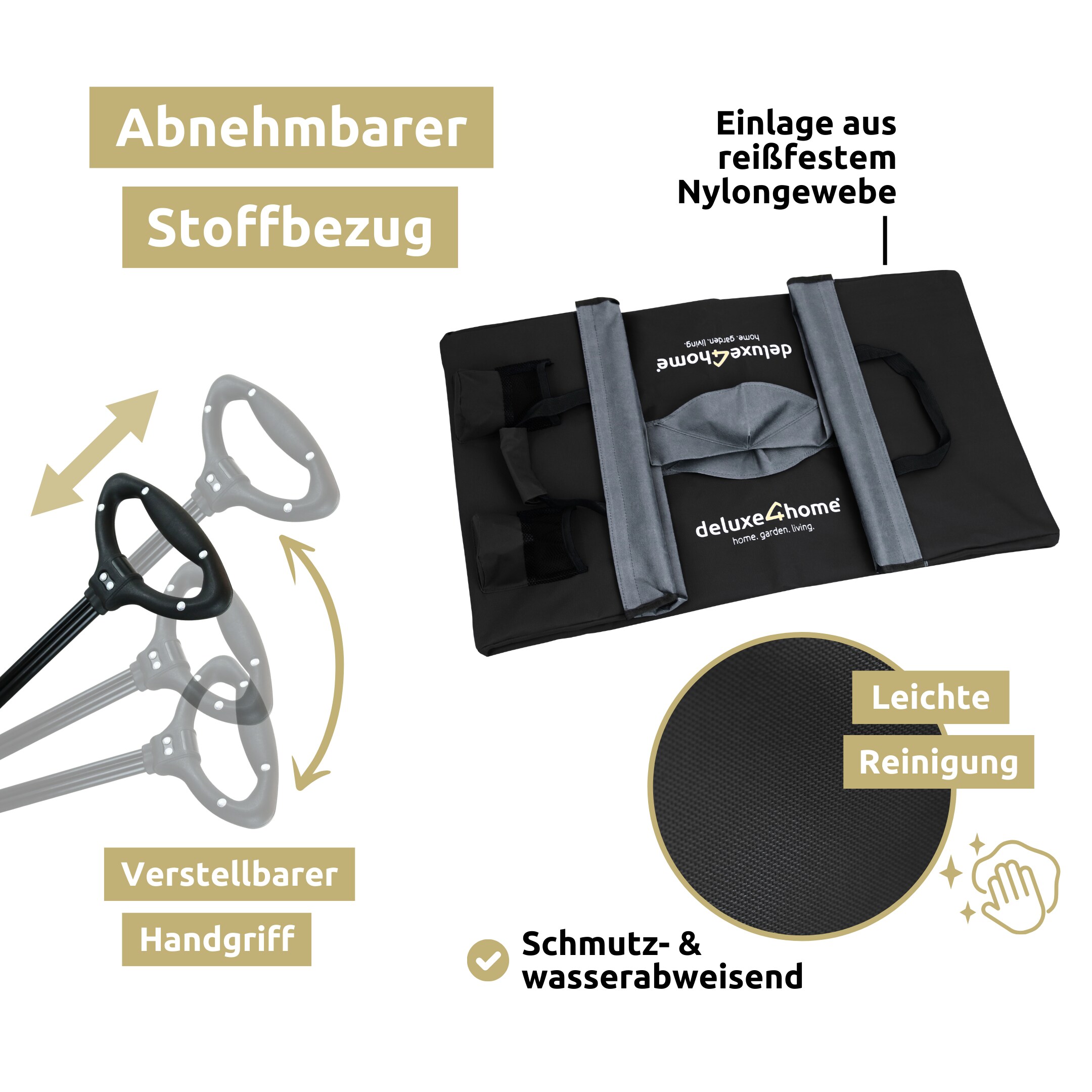 deluxe4home® Bollerwagen mit breiten Reifen | Blau/Grau