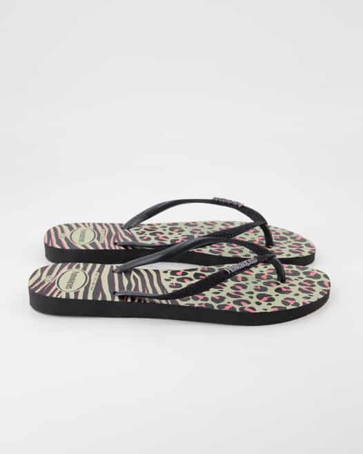 Havaianas Slim Animals Zehentrenner in Schwarz
