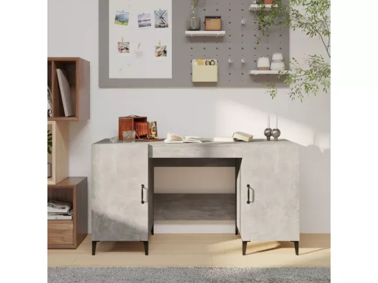 Bureau Gris béton 140x50x75 cm Bois d'ingénierie