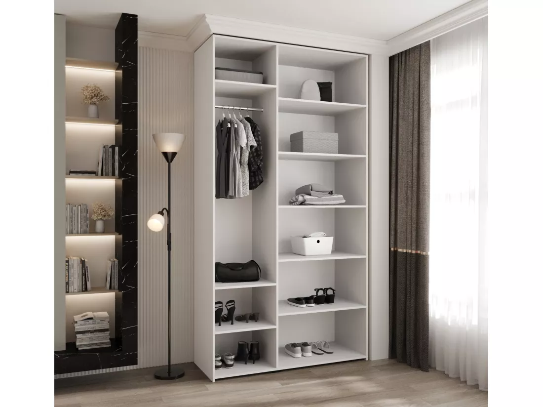 Armoire à portes battantes Como 3 245,5/130/50 3 portes (blanc/noir)