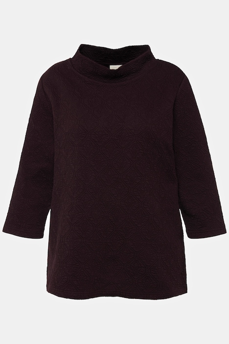 Sweatshirt, Struktur, Stehkragen, 3/4-Arm, Biobaumwolle